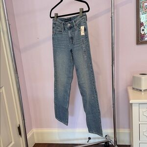 Aeropostale Women's Low Rise Baggy Straight Leg Jeans in Light Blue Wash